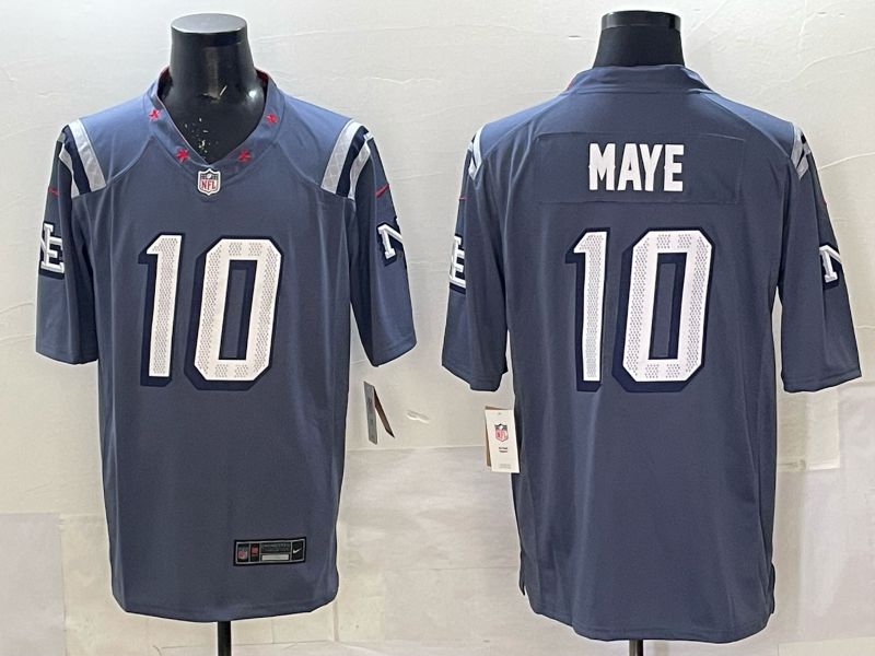 Men 2025 New England Patriots 10 Maye blue 5th generation Throwback Nike Limited NFL Jersey style 001